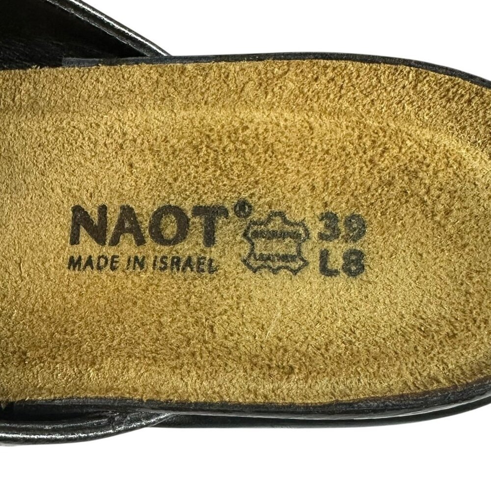 NAOT Pewter Gray Patent Leather Mid Heel Clogs Size 39 - Picture 8 of 9
